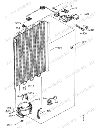 Взрыв-схема холодильника Castor CM2600F - Схема узла Cooling system 017